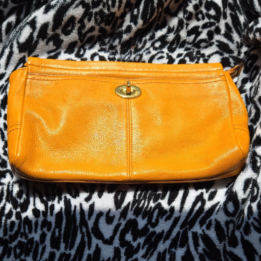 Elegant Orange Leather Clutch